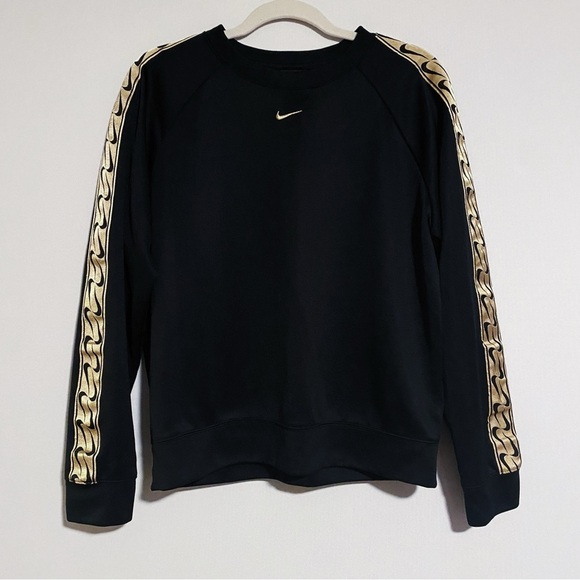 Nike - Black Crewneck Sweater with Gold Embroidered Logo - Picture 1 of 4